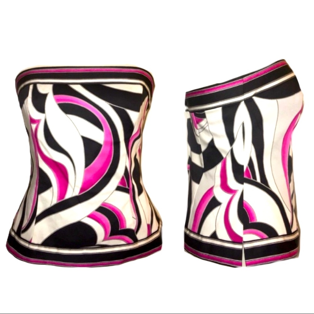 🔴 WHBM Bustier corset abstract print Top Sz 4, EUC